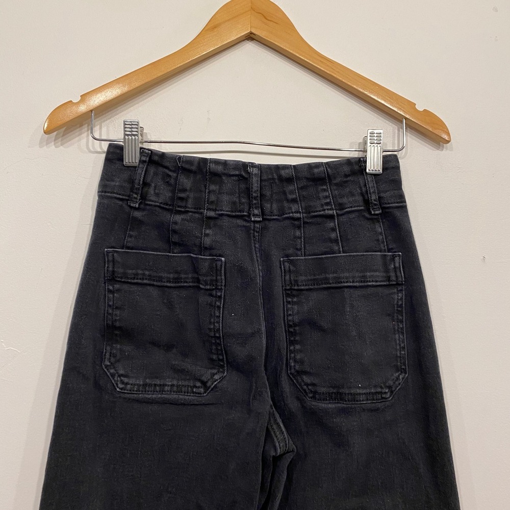 Maeve Anthropologie The Colette Cropped Wide Leg Jeans Black Size 26 High Rise - Picture 6 of 7